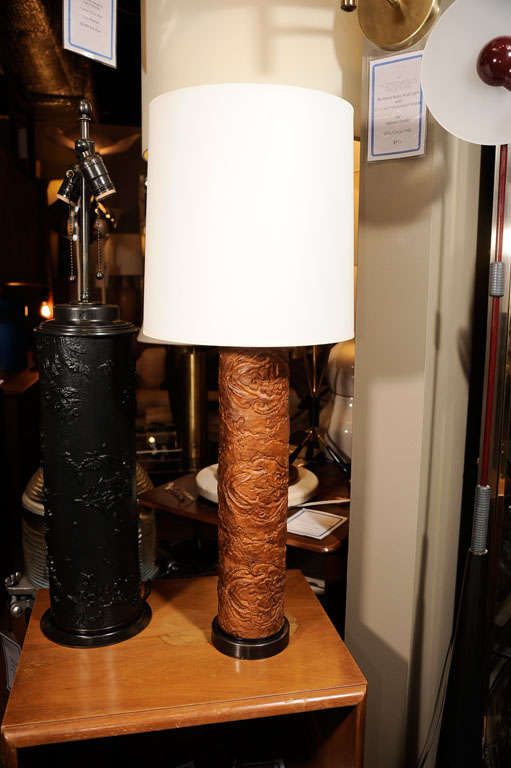 Mid-Century Modern Vintage Rubber Wallpaper Roll Lamp For Sale